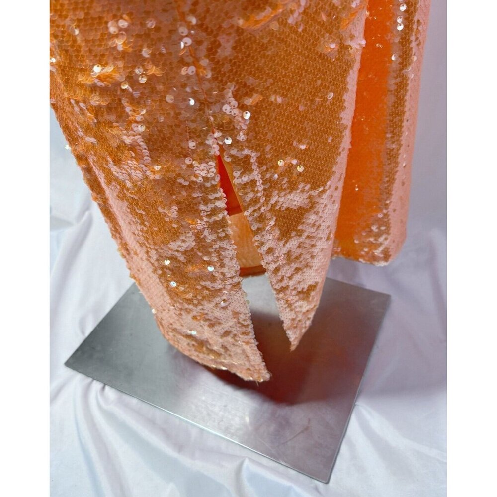 Caroline Constas Orange Halter Fully Lined Midi Sequin Dress Size Large NWT - Picture 8 of 10